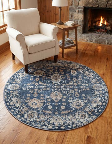 Blue Oregon Round Rug