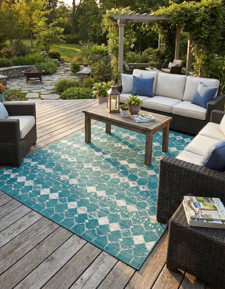 Detail image of 7' 10 x 10' Washable Lattice Indoor / Outdoor Rug