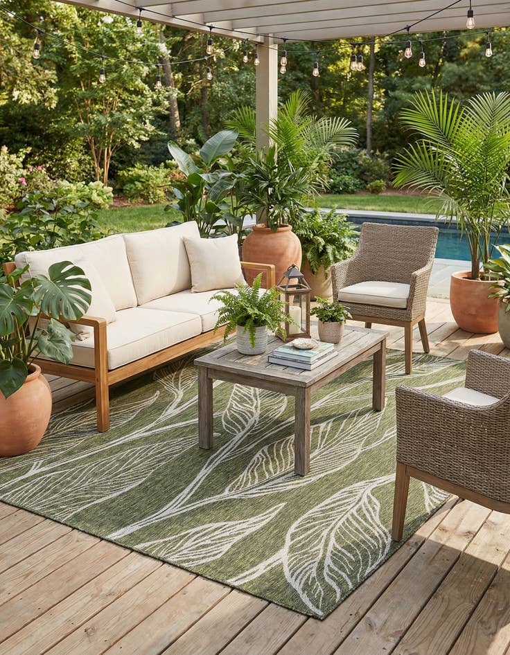 Detail image of 7' 10 x 10' Easy-Clean Botanical Indoor / Outdoor Rug
