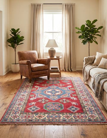 3' 3 x 4' 11 Hand Knotted Kazak Rug