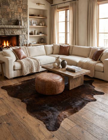 5' x 5' Cowhide Leather Square Rug