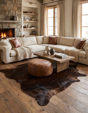 5' x 5' Cowhide Leather Square Rug
