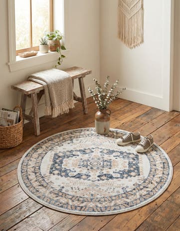 Cream Oxford Round Rug