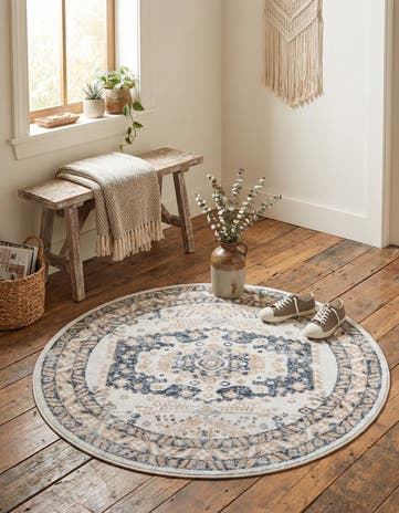 Cream Oxford Round Rug