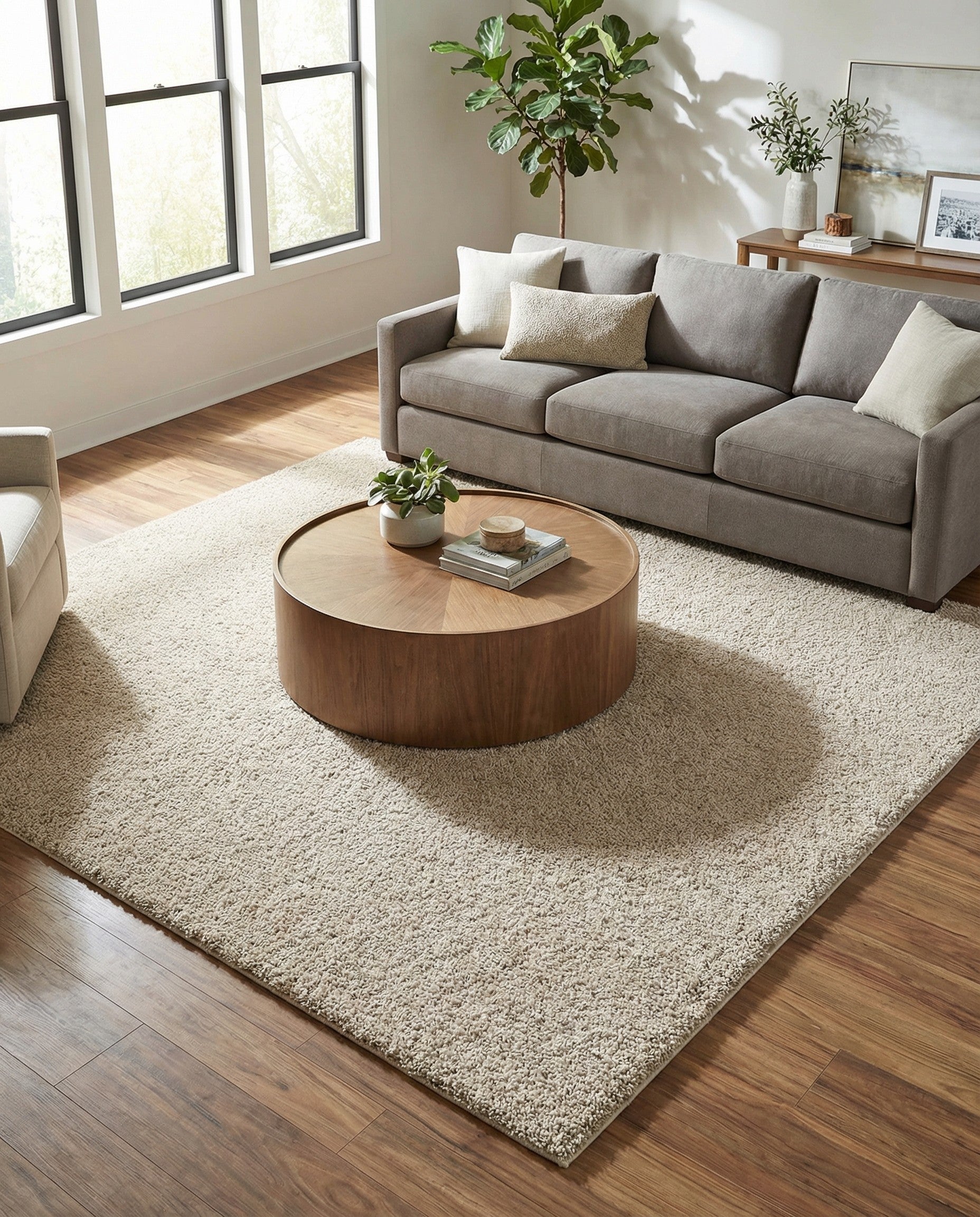 7' 10 x 7' 10 Soft Solid Shag Square Rug