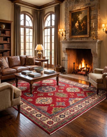7' 10 x 9' 8 Hand Knotted Kazak Rug