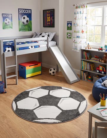 3' 3 x 3' 3 Soccer Ball Whimsy Kids Round Rug