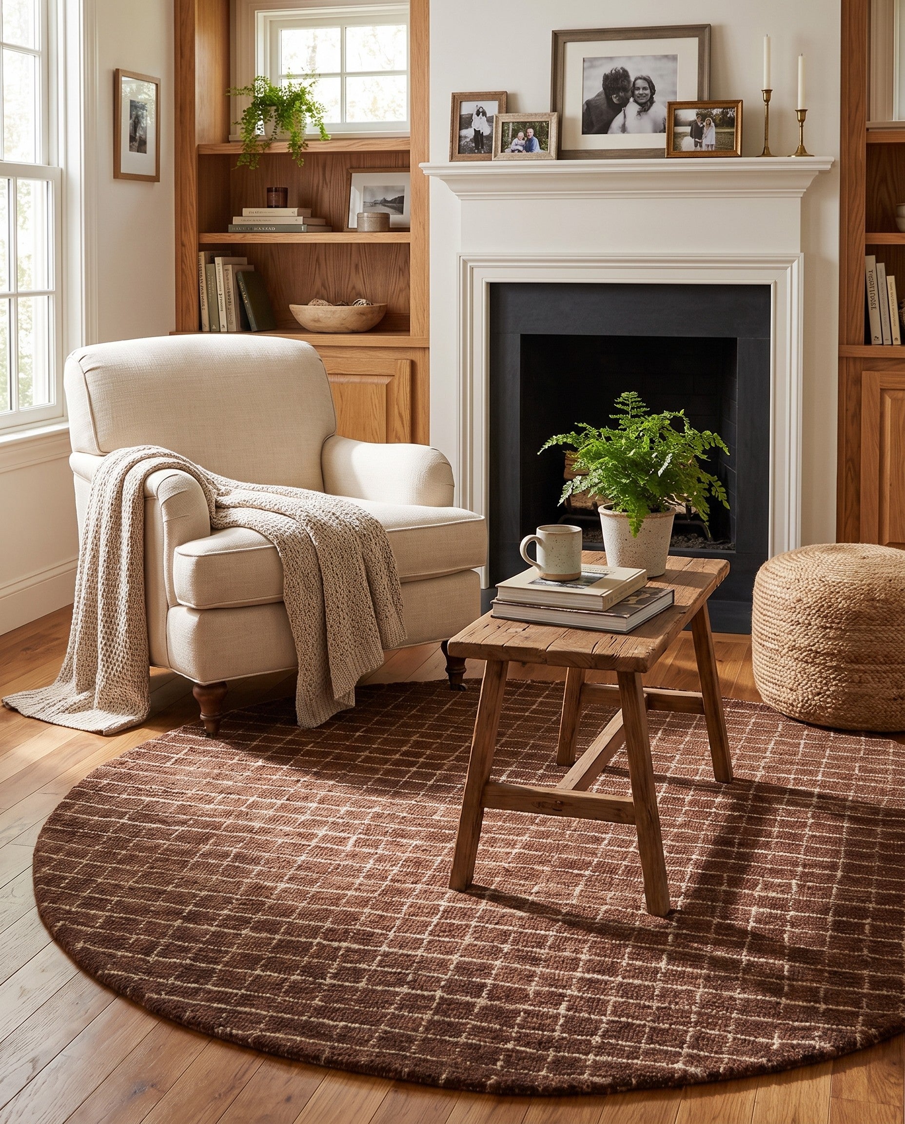 Chestnut Brown Heritage Line Wool Round Rug