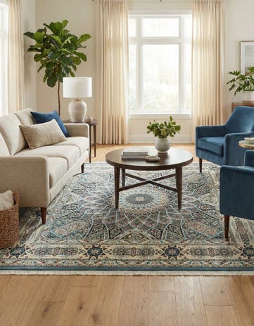 Blue Nain Design Square Rug