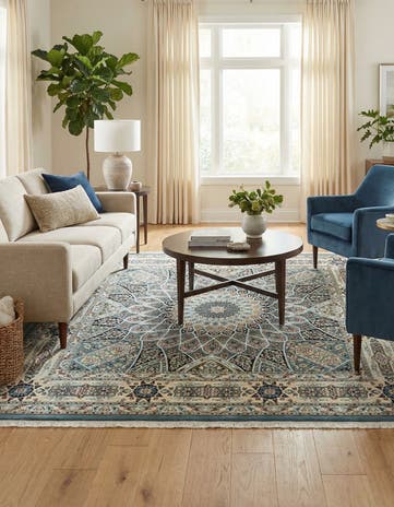 Blue Nain Design Square Rug