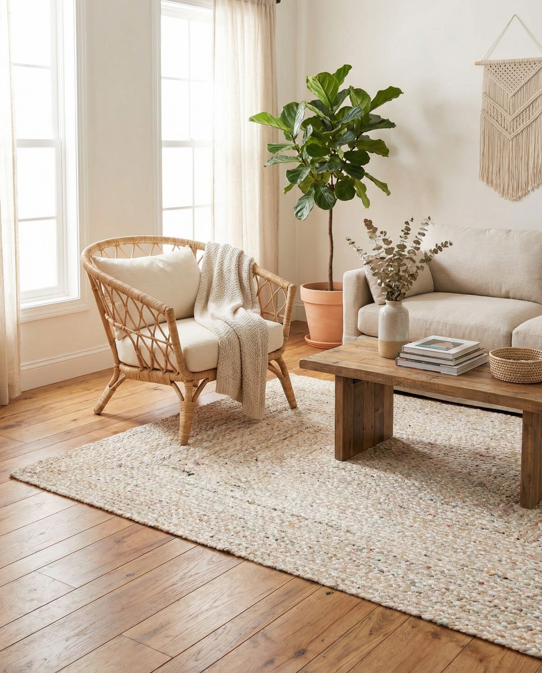 5' 1 x 8' Handmade Braided Chindi Rug