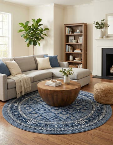 Blue Miranda Round Rug