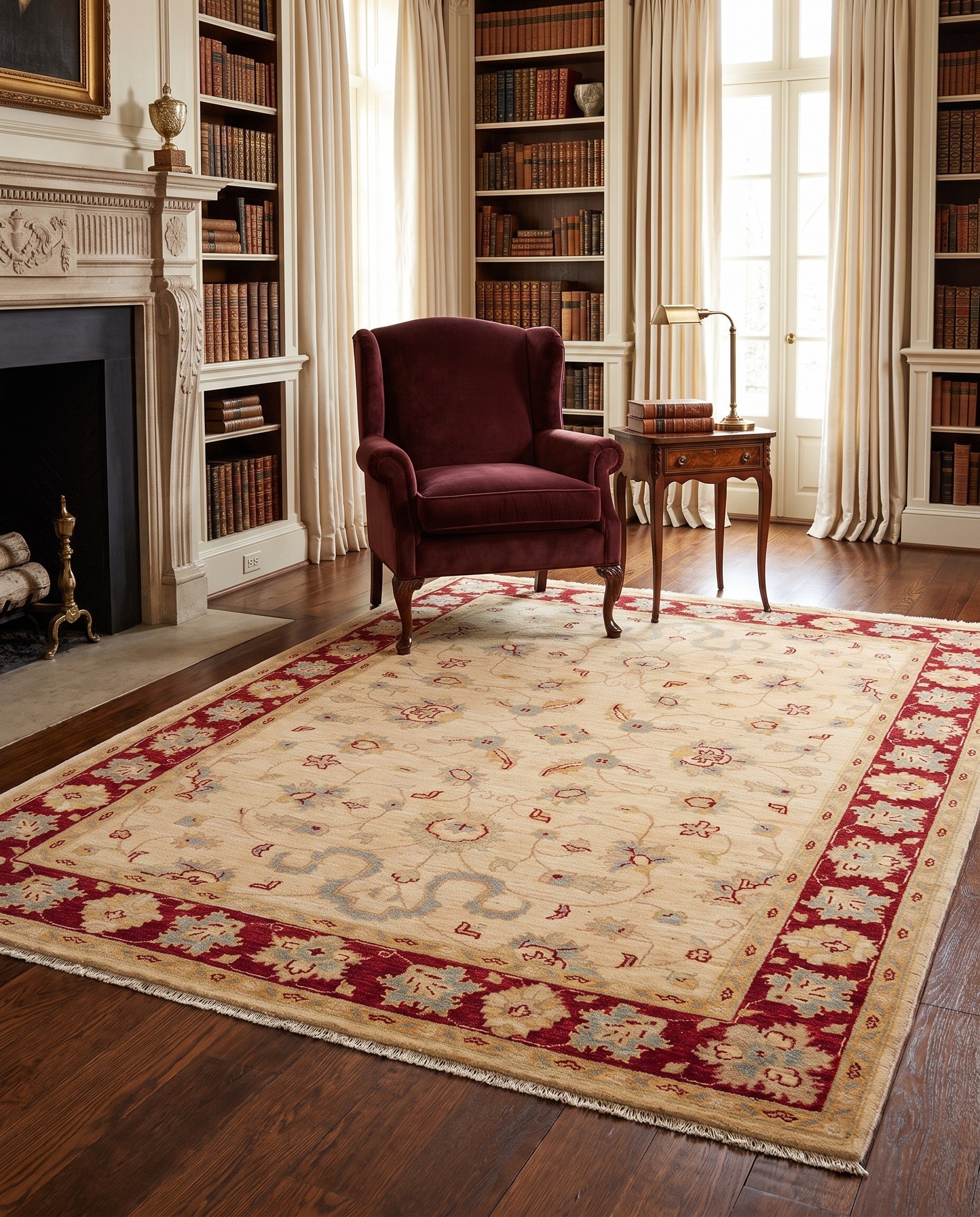 4' 11 x 6' 9 Hand Knotted Ziegler Rug