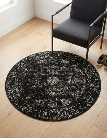 Black Monte Carlo Round Rug