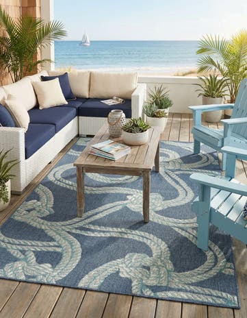 5' 3 x 8' Easy-Clean Coastal Indoor / Outdoor Rug
