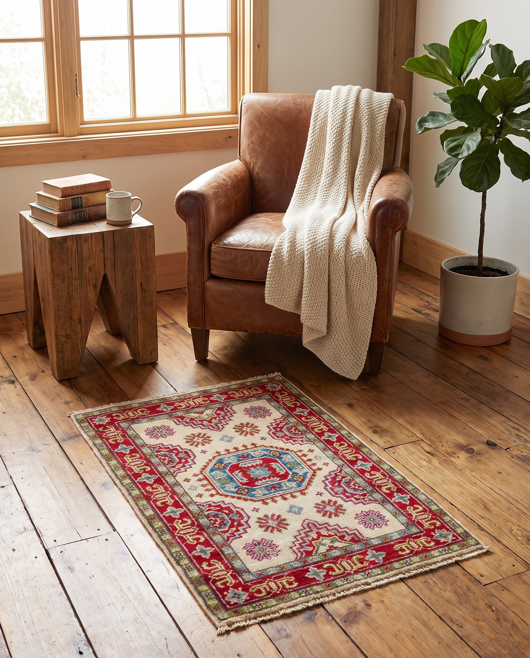 2' x 2' 11 Hand Knotted Kazak Rug
