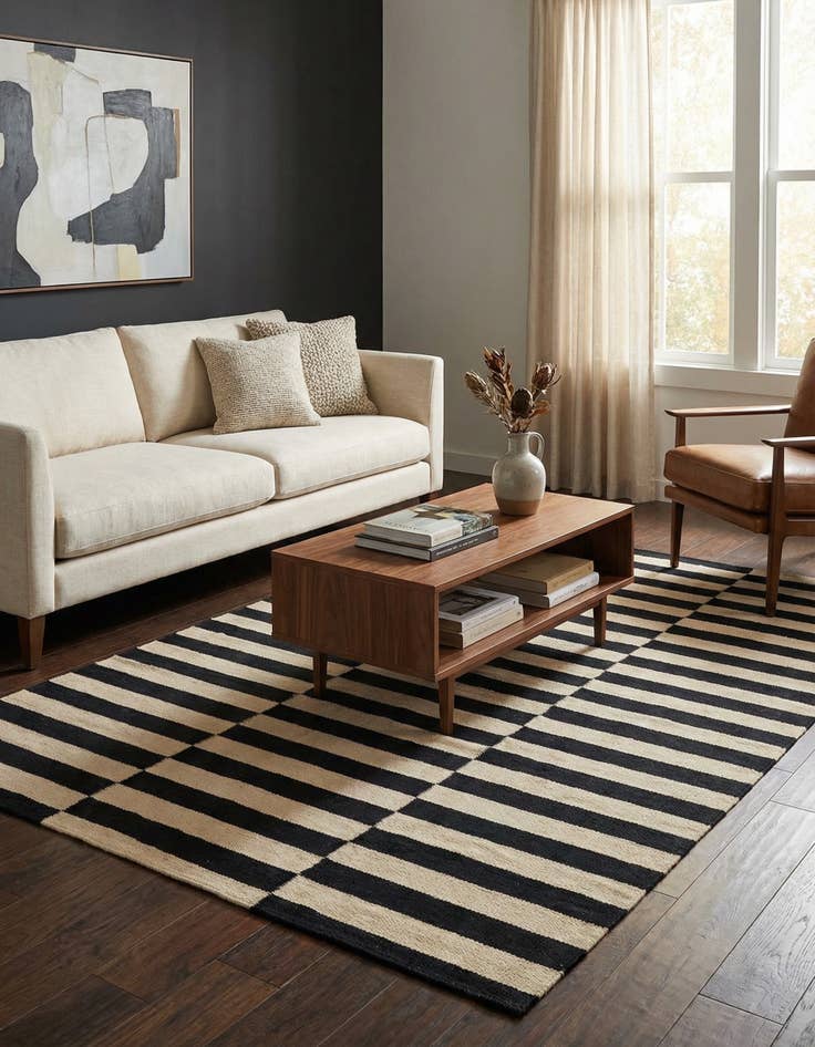 Detail image of 4' 2 x 6' Hand Woven Kilim Modern Wool Rug