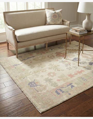 4' 7 x 6' 1 Hand Knotted Oushak Wool Rug