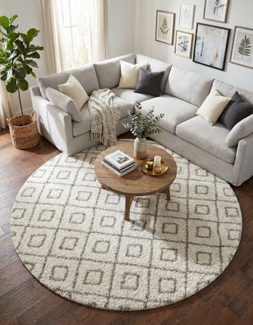 10' x 10' Lattice Shag Round Rug
