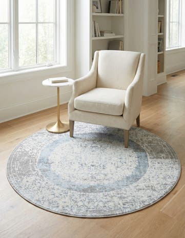 Light Blue Modern Classical Round Rug