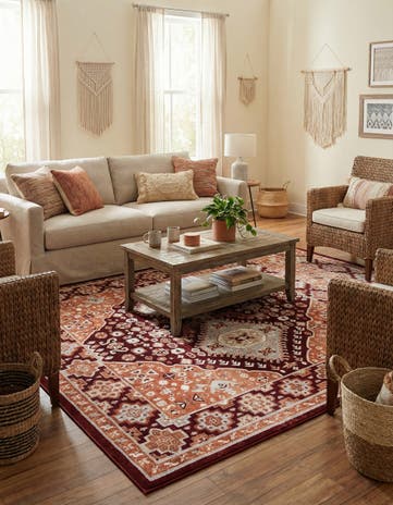 Burgundy Red Kamala Washable Square Rug