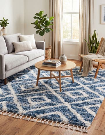 Blue Athena Shag Square Rug