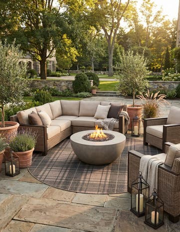 10' x 10' Easy-Clean Checkered Indoor / Outdoor Round Rug