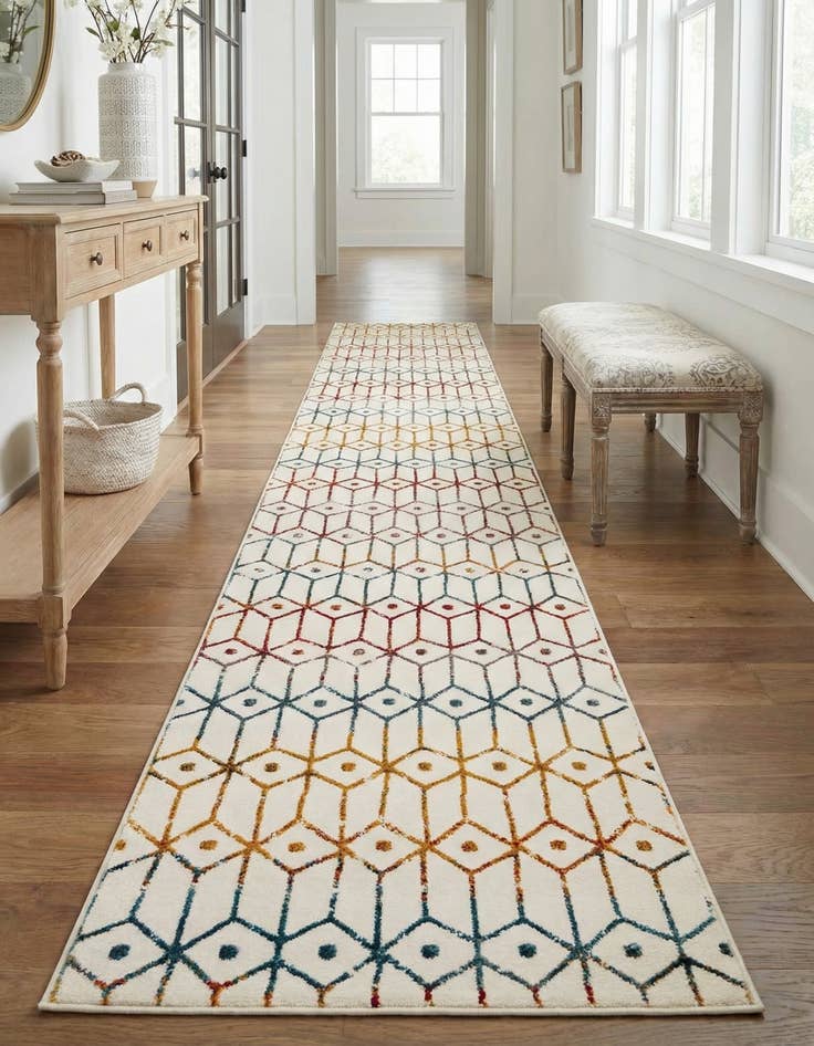 Detail image of 2' 7 x 16' 5 Lattice Trellis Runner Rug