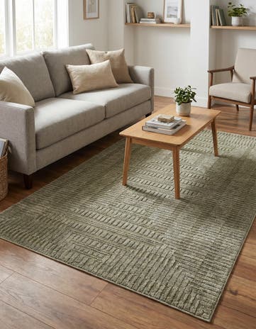 Vintage Army Green Textura Designer Rug