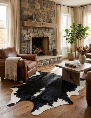 6' 1 x 6' 3 Cowhide Leather Square Rug