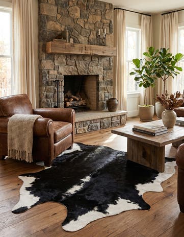 6' 1 x 6' 3 Cowhide Leather Square Rug