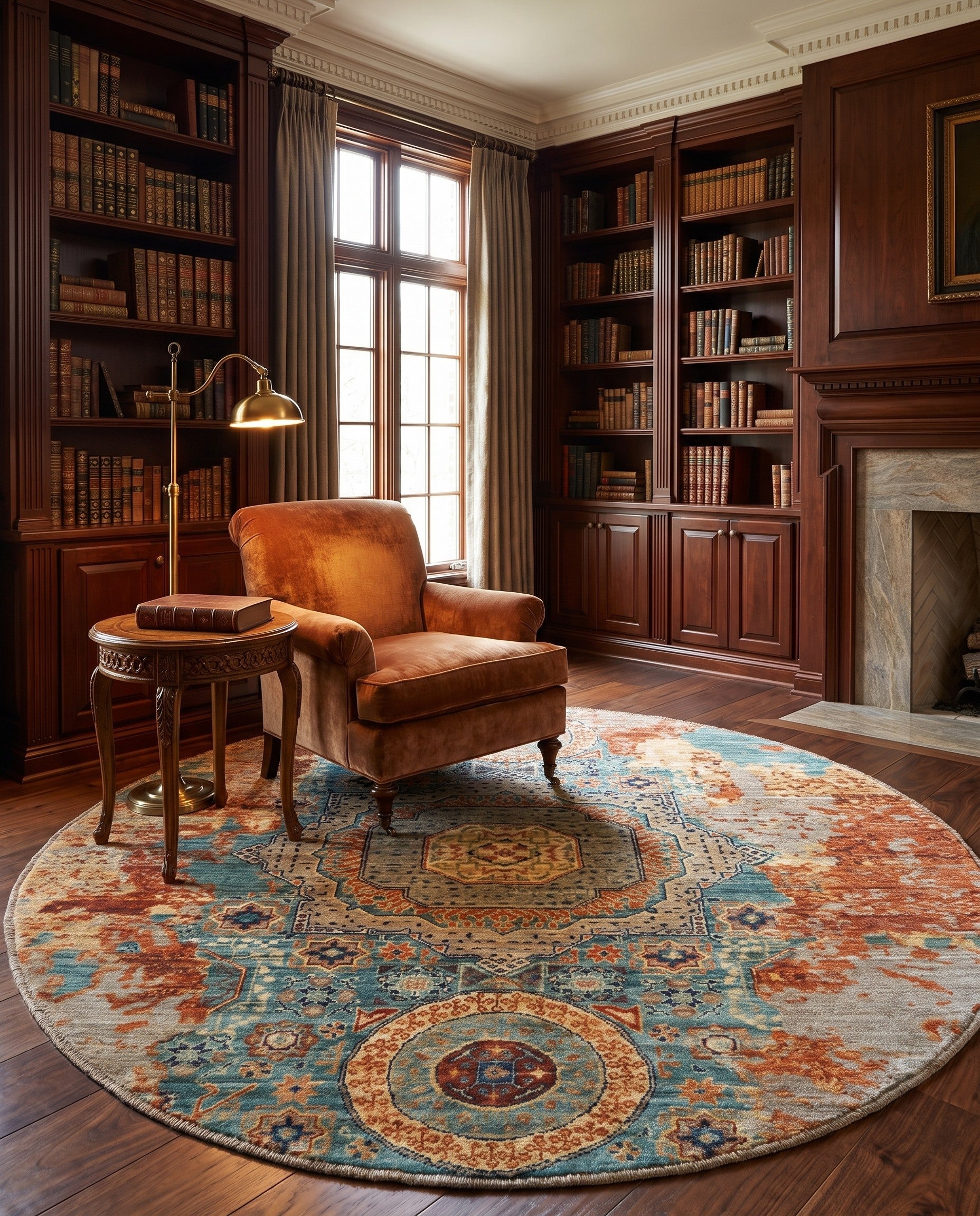 4' 11 x 4' 11 Hand Knotted Mamluk Ziegler Round Rug