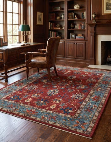 6' 7 x 9' 10 Hand Knotted Heriz Rug