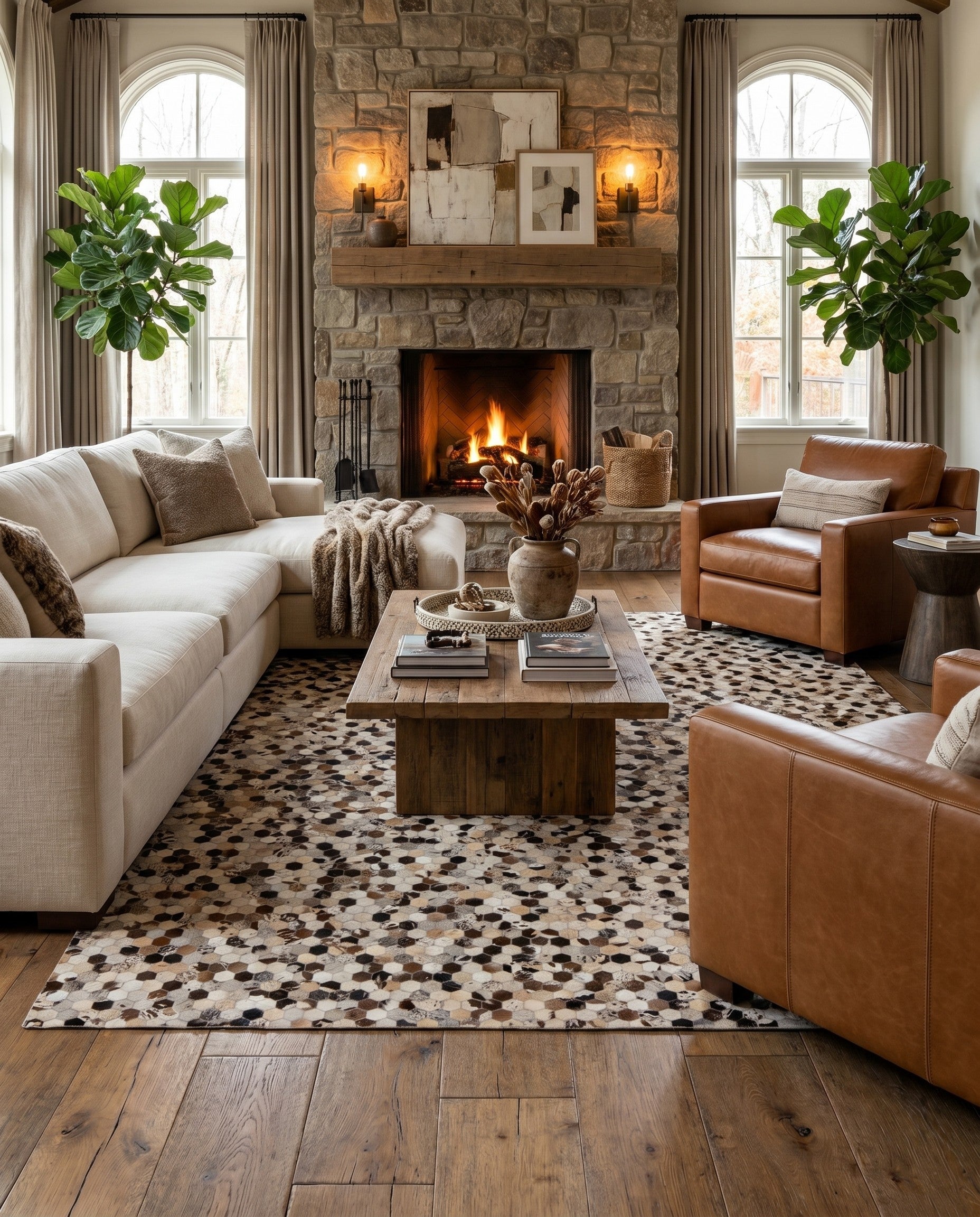 8' 1 x 9' 10 Cowhide Leather Rug