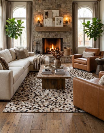 8' 1 x 9' 10 Cowhide Leather Rug