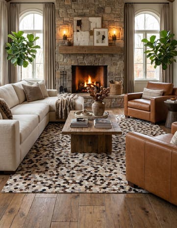 8' 1 x 9' 10 Cowhide Leather Rug