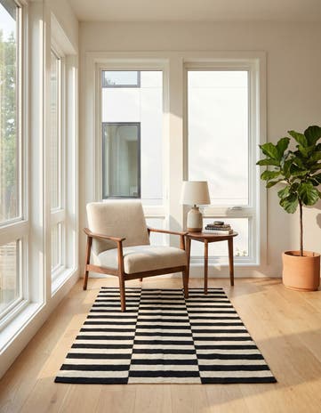 3' 4 x 4' 10 Hand Woven Kilim Modern Wool Rug
