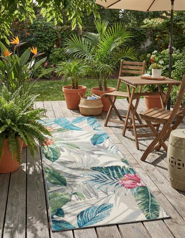 Easy-Clean Botanical Indoor / Outdoor Runner Rug