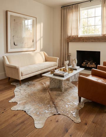 6' 5 x 6' 11 Cowhide Leather Square Rug