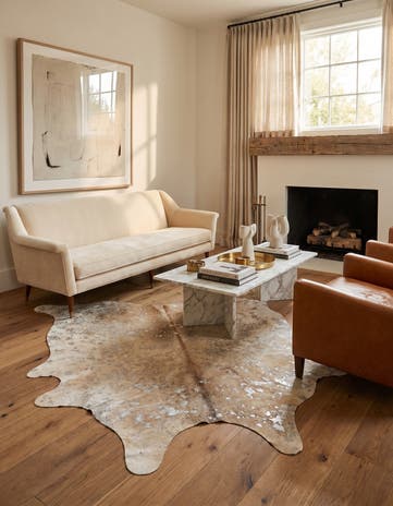 6' 5 x 6' 11 Cowhide Leather Square Rug