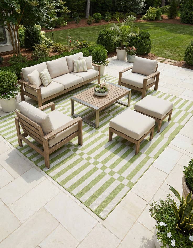 Detail image of 9' x 12'  Washable Striped Indoor / Outdoor Rug