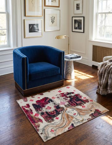 3' 9 x 4' 2 Hand Knotted Ultra Vintage Persian Wool Square Rug