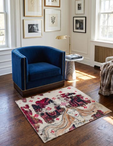 3' 9 x 4' 2 Hand Knotted Ultra Vintage Persian Wool Square Rug