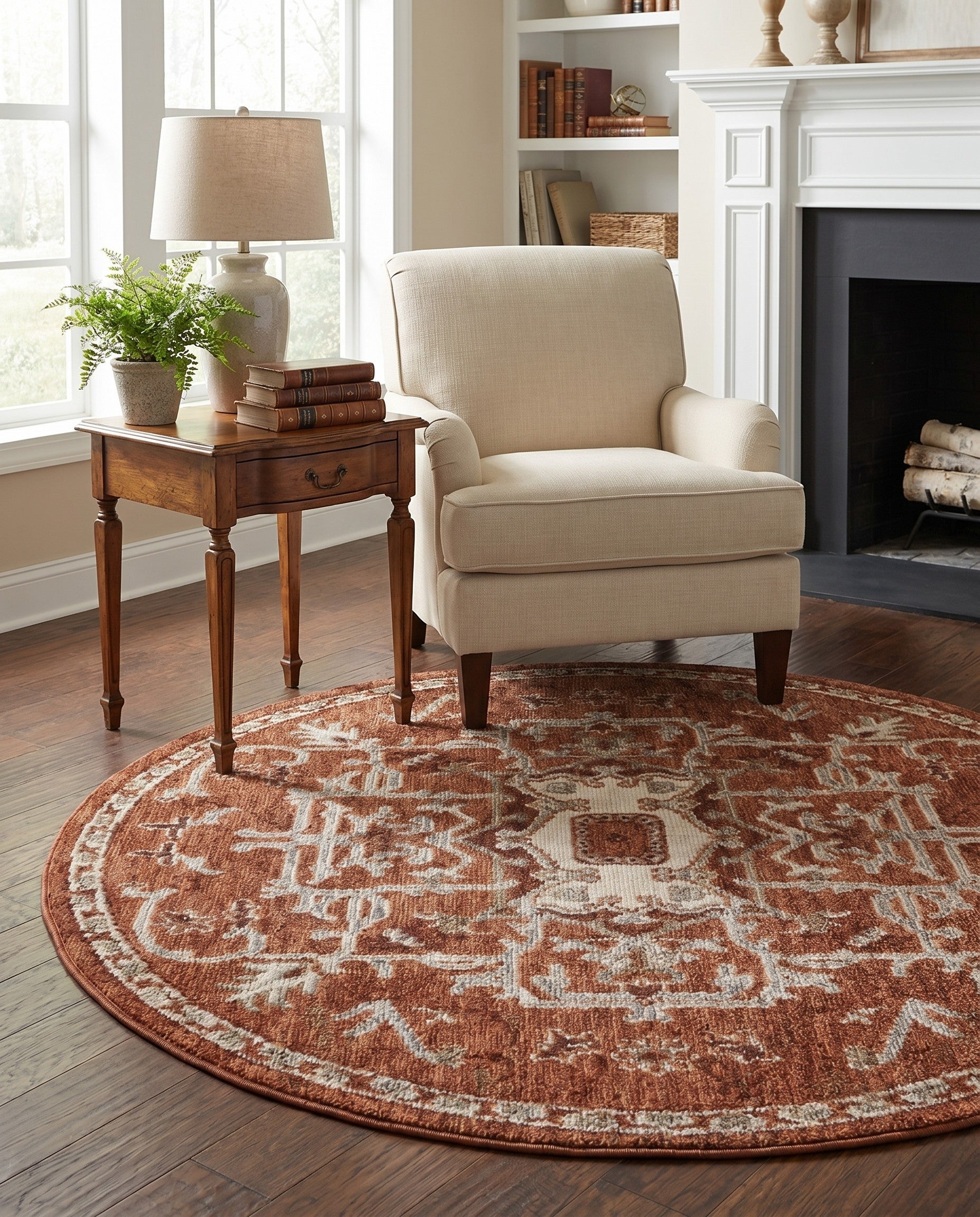 Terracotta Rust Red Grand Tradition Round Rug