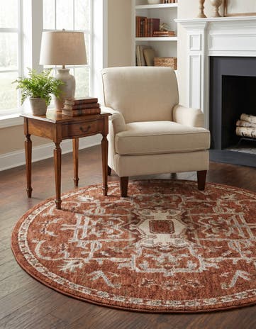 Terracotta Rust Red Grand Tradition Round Rug