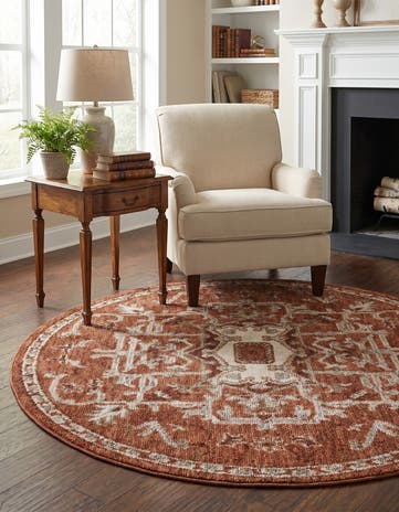 Terracotta Rust Red Grand Tradition Round Rug
