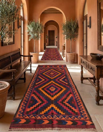 5' x 11' 6 Hand Woven Kilim Afghan Wool Runner Rug