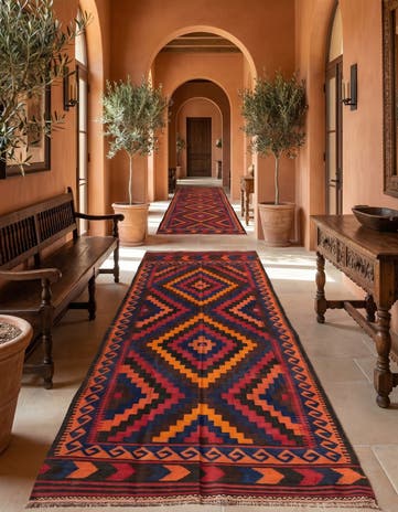 5' x 11' 6 Hand Woven Kilim Afghan Wool Runner Rug