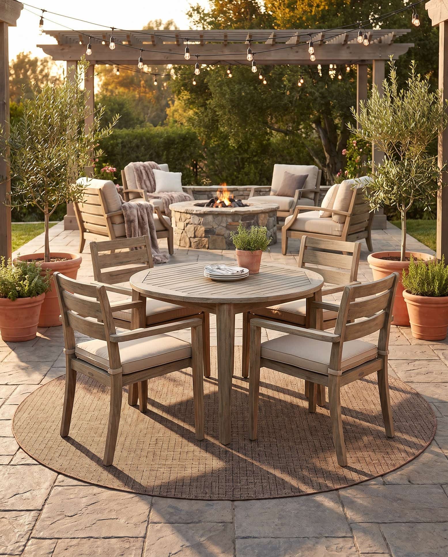 6' x 6' Easy-Clean Checkered Indoor / Outdoor Round Rug