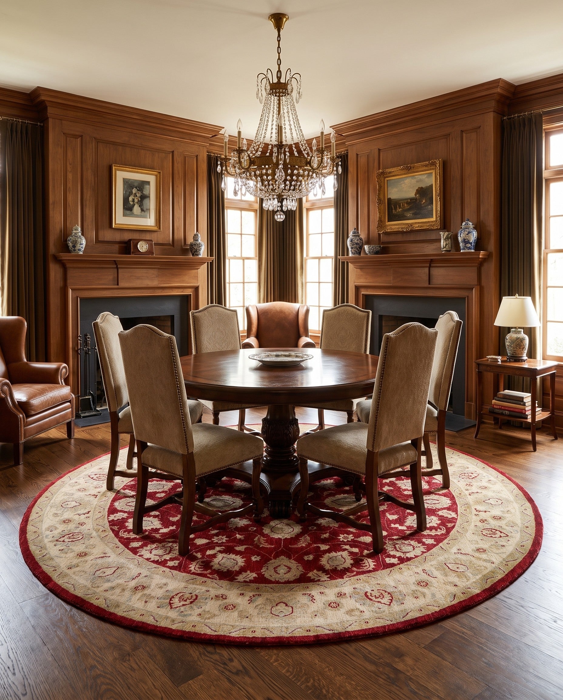 8' x 8' 2 Hand Knotted Peshawar Ziegler Round Rug